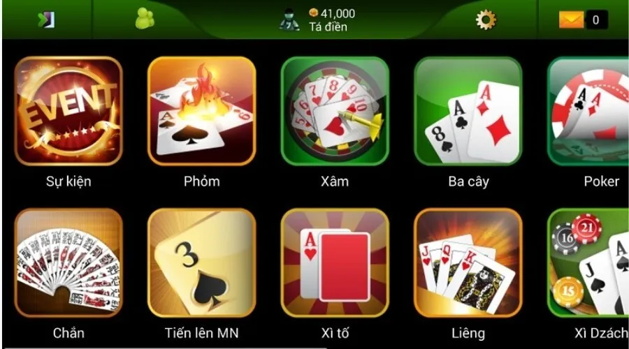 Sảnh Game bài loto188 có đa dạng các trò chơi